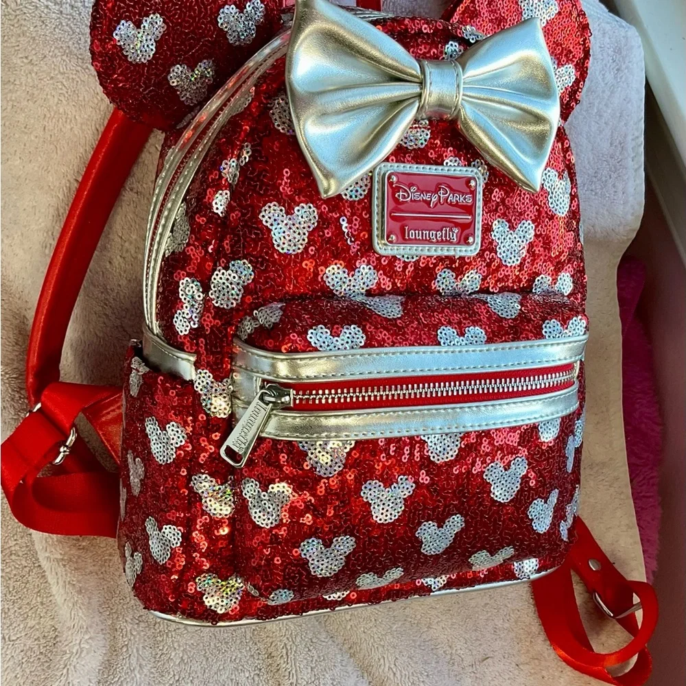 Disney Red and Silver Sequin Woman’s Backpack - Picture 3 of 7